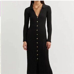 DISSH Brown Ribbed Button-Down Dress